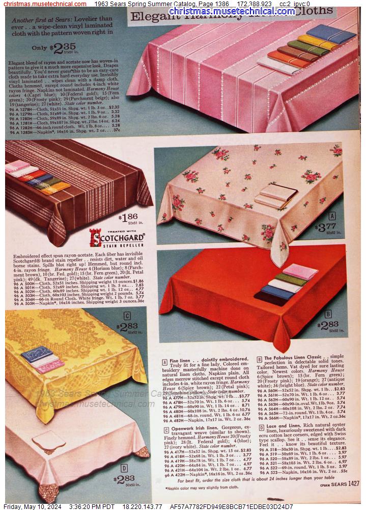 1963 Sears Spring Summer Catalog, Page 1386