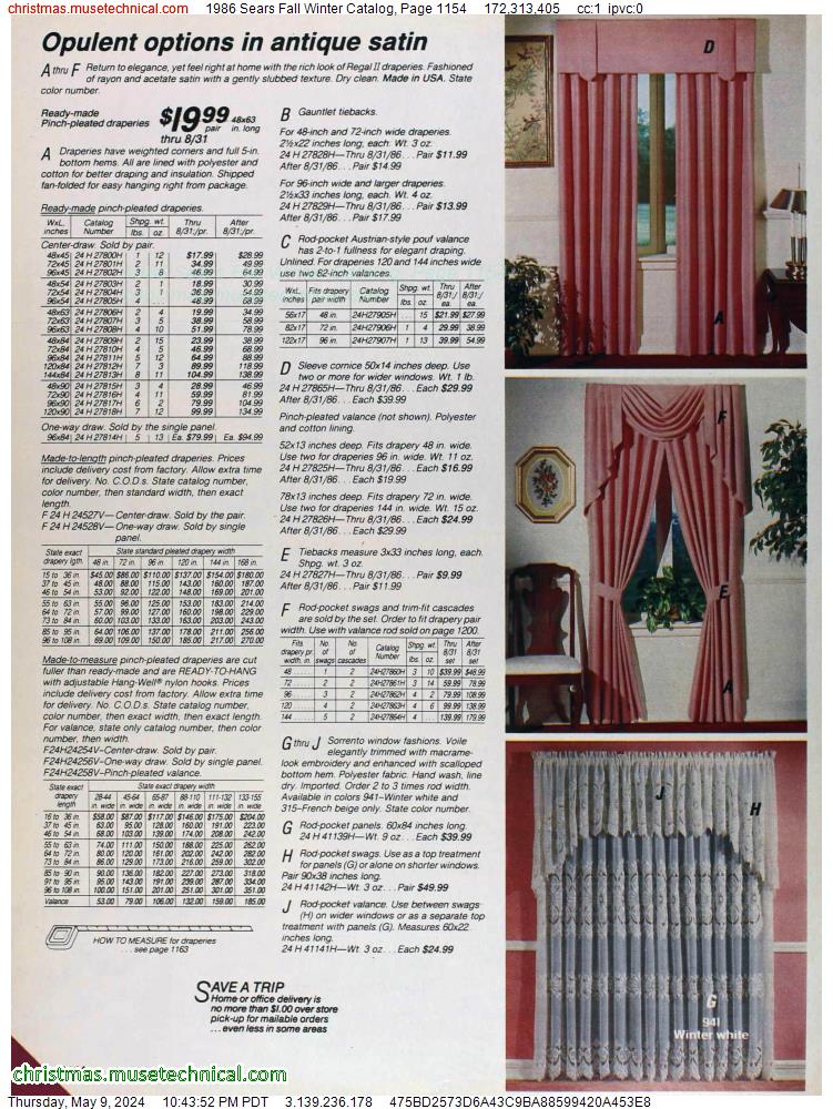 1986 Sears Fall Winter Catalog, Page 1154