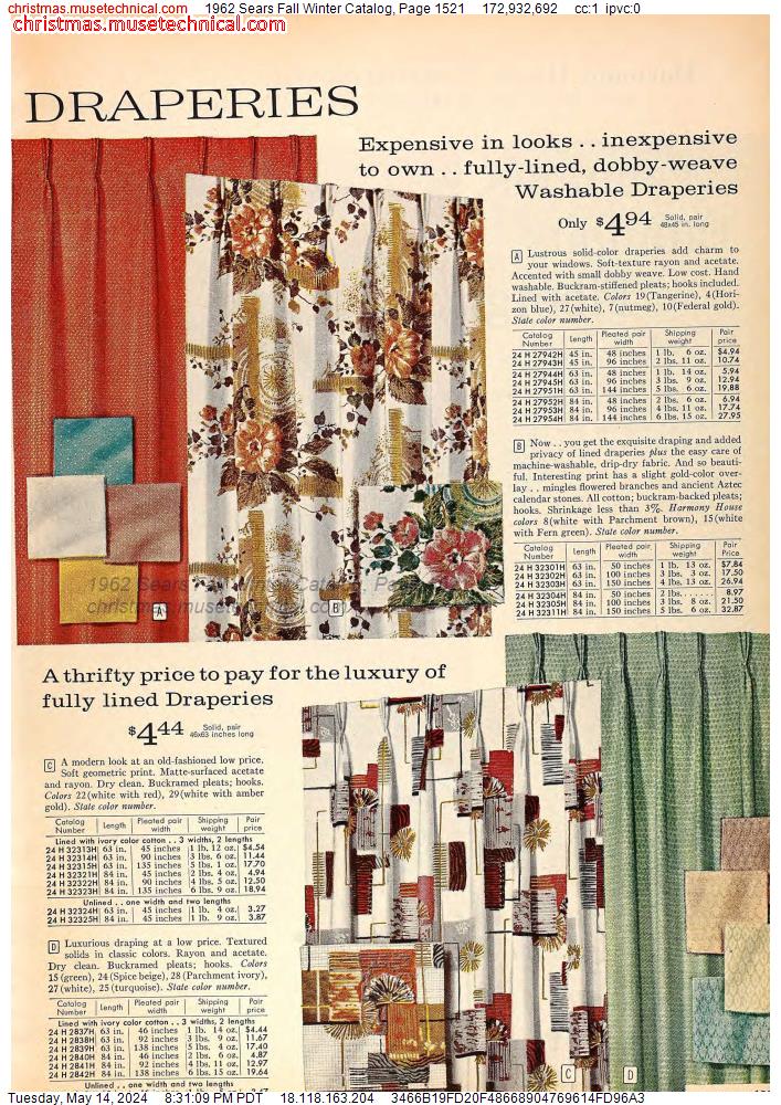 1962 Sears Fall Winter Catalog, Page 1521