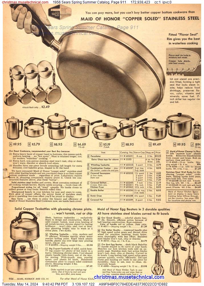 1956 Sears Spring Summer Catalog, Page 911