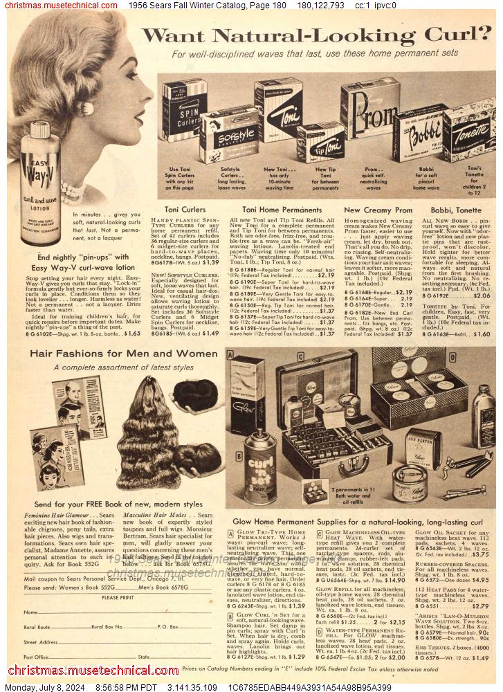 1956 Sears Fall Winter Catalog, Page 180
