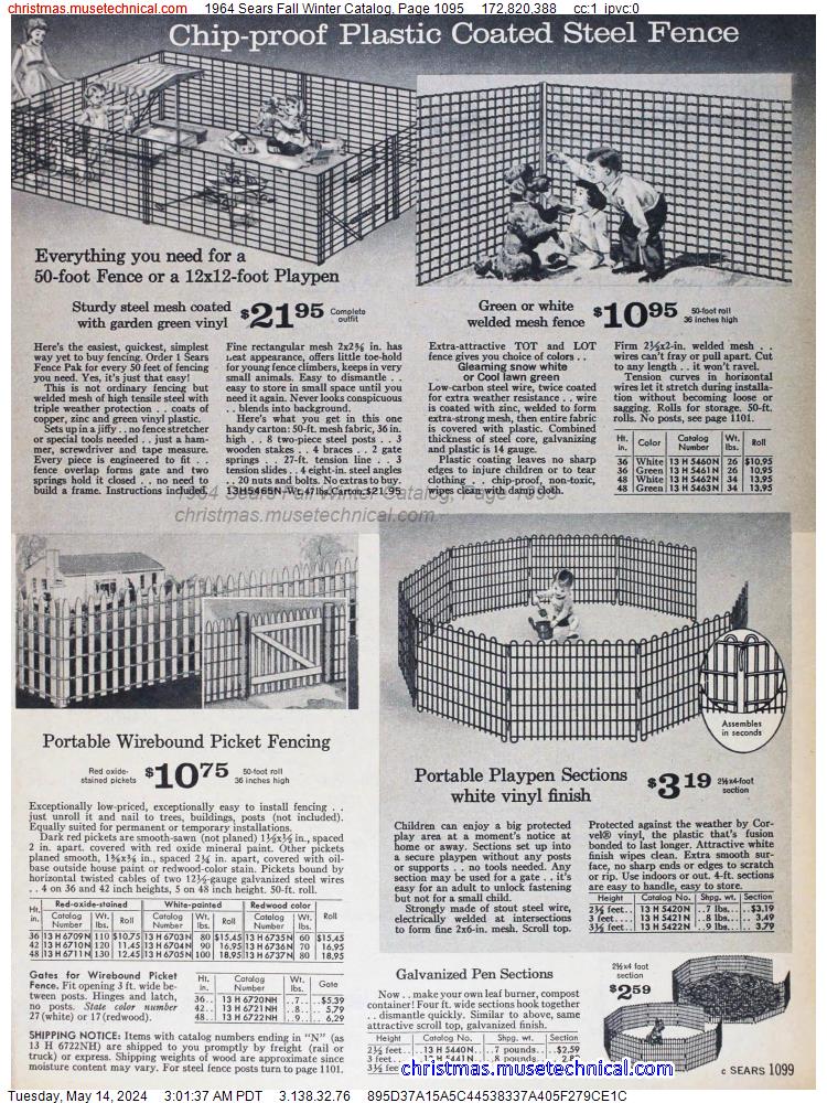 1964 Sears Fall Winter Catalog, Page 1095