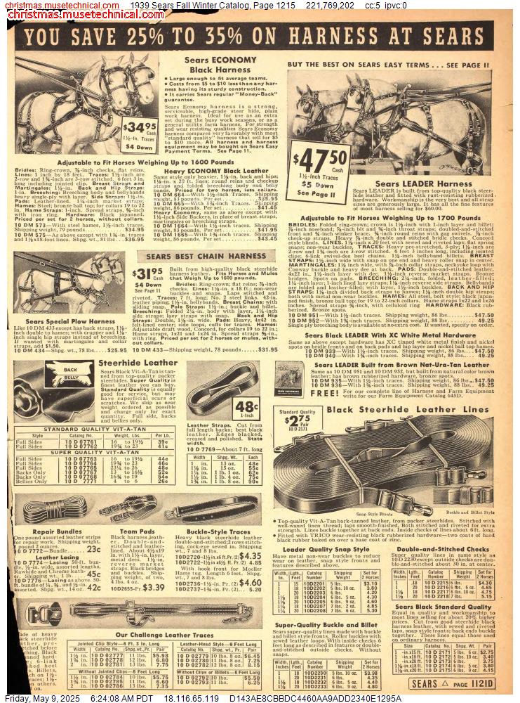 1939 Sears Fall Winter Catalog, Page 1215