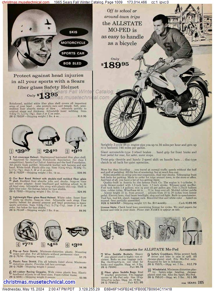 1965 Sears Fall Winter Catalog, Page 1009