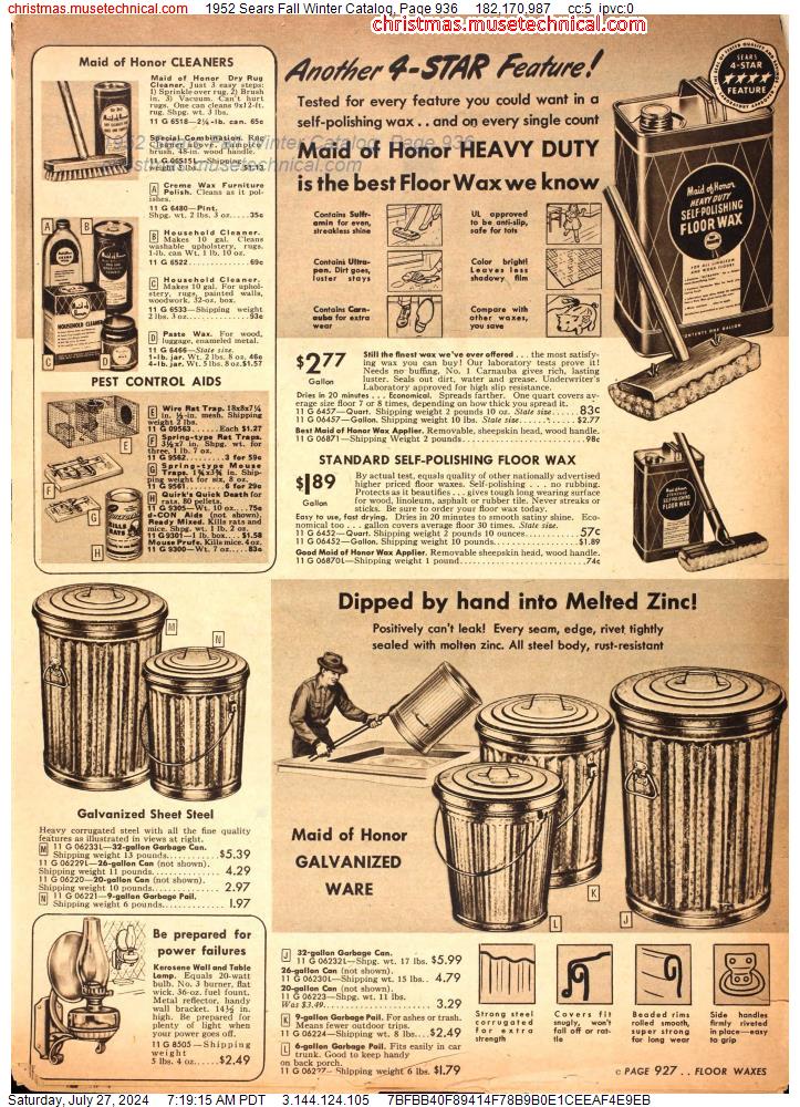 1952 Sears Fall Winter Catalog, Page 936