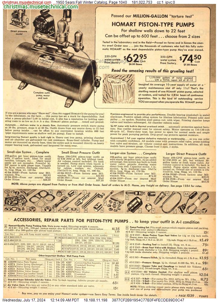 1950 Sears Fall Winter Catalog, Page 1040