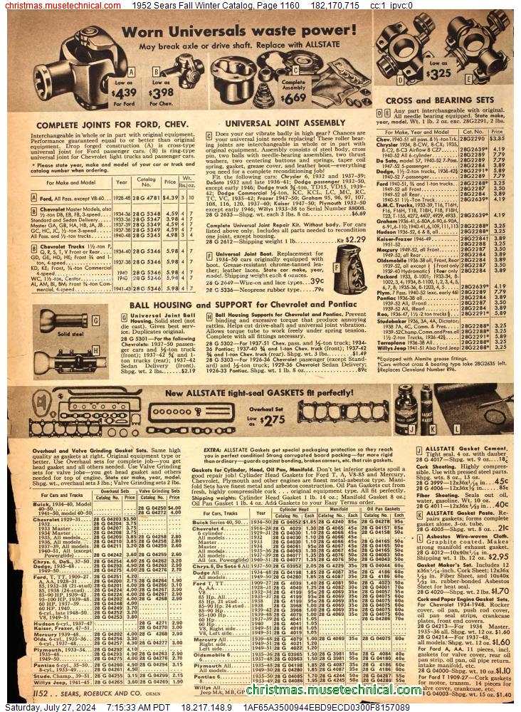 1952 Sears Fall Winter Catalog, Page 1160