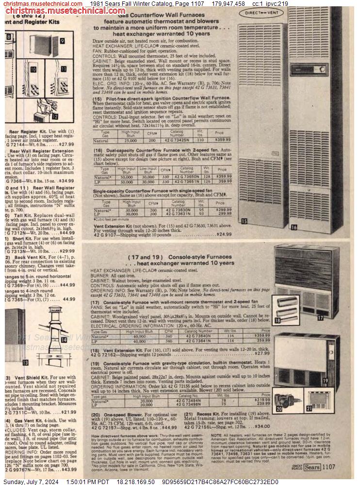 1981 Sears Fall Winter Catalog, Page 1107