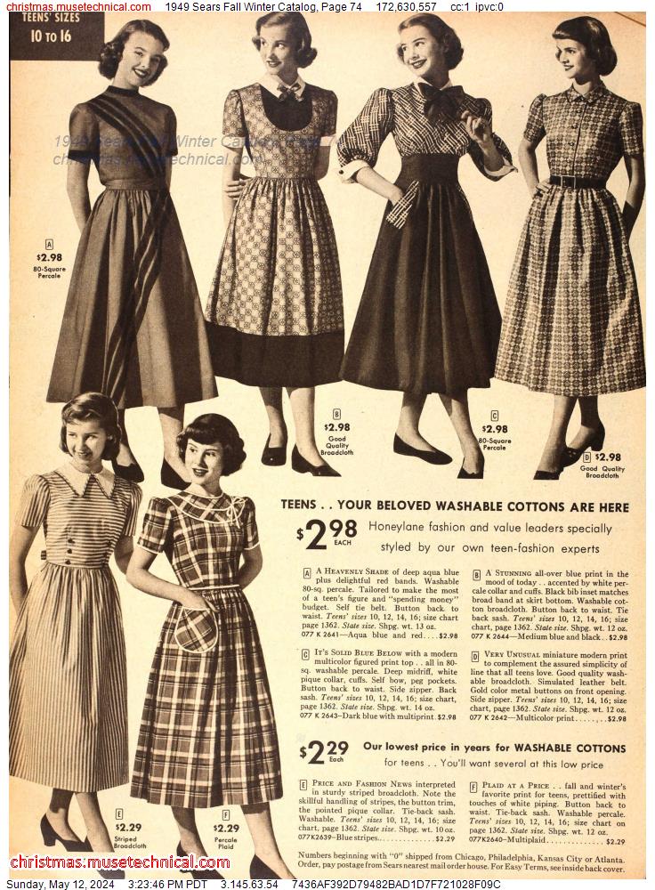 1949 Sears Fall Winter Catalog, Page 74