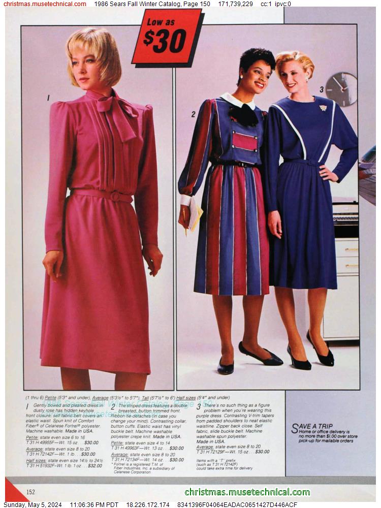 1986 Sears Fall Winter Catalog, Page 150