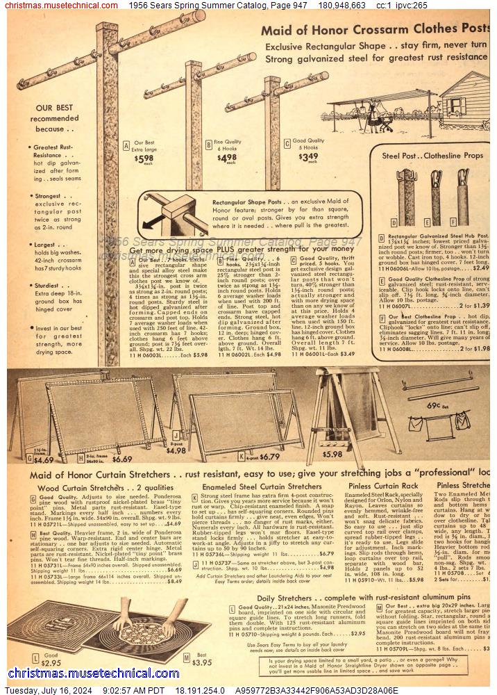 1956 Sears Spring Summer Catalog, Page 947