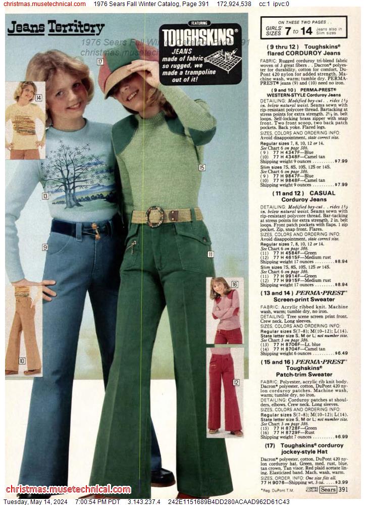 1976 Sears Fall Winter Catalog, Page 391