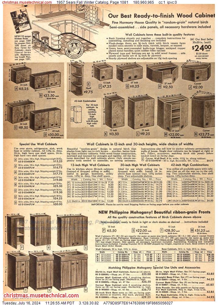 1957 Sears Fall Winter Catalog, Page 1081