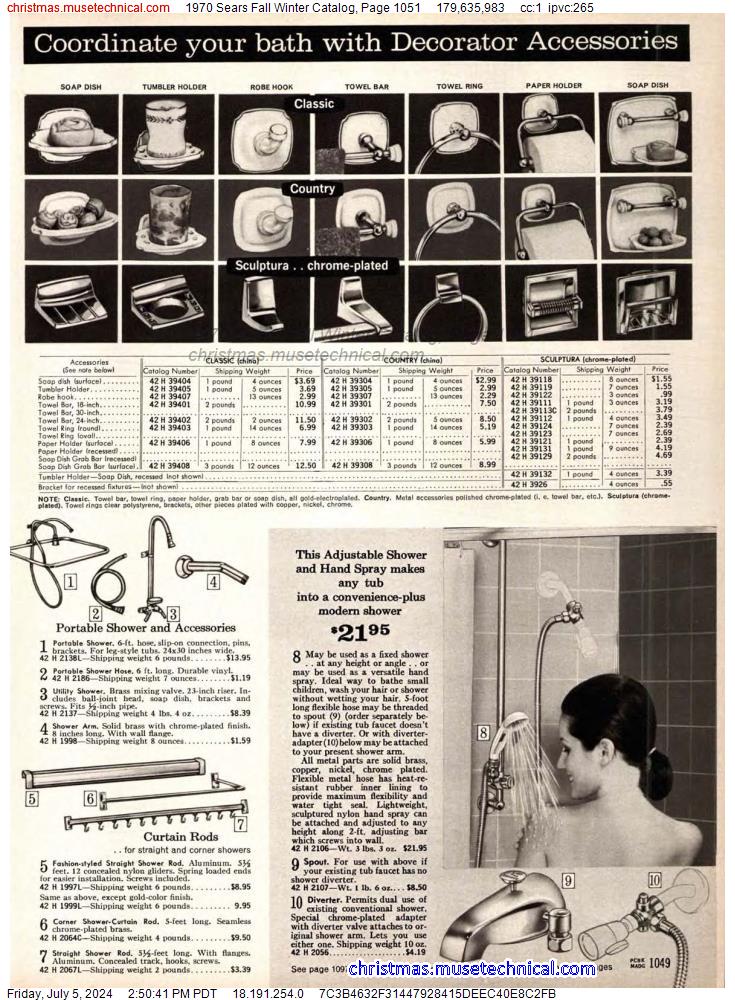 1970 Sears Fall Winter Catalog, Page 1051