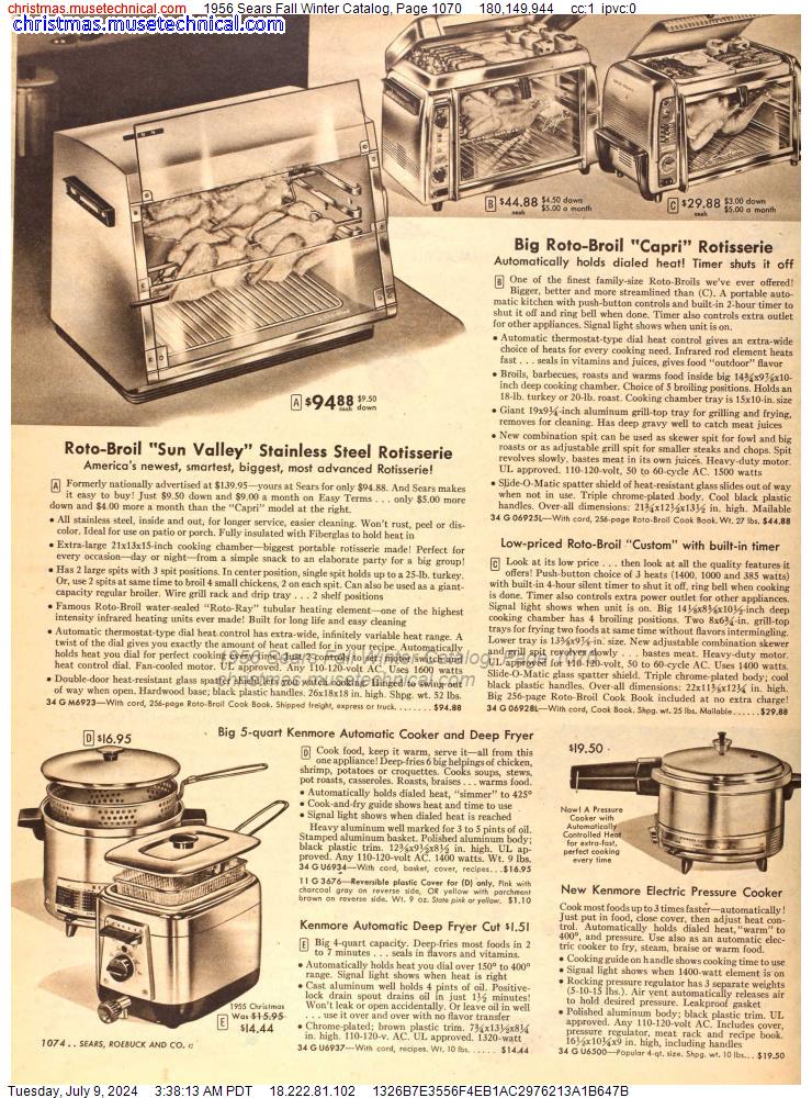 1956 Sears Fall Winter Catalog, Page 1070