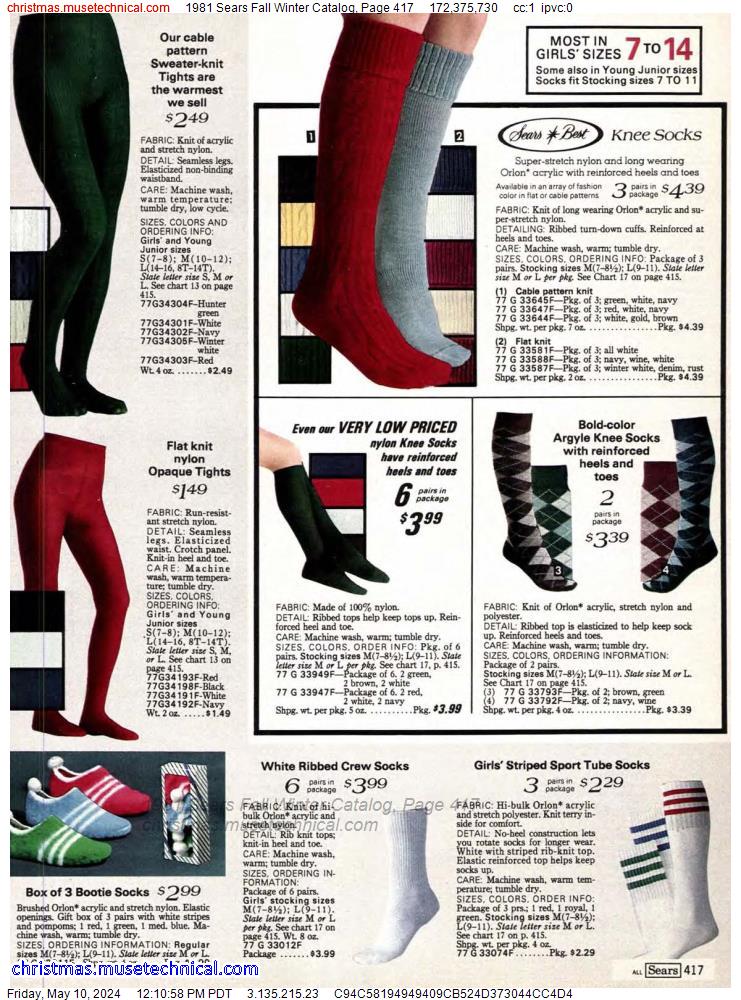 1981 Sears Fall Winter Catalog, Page 417