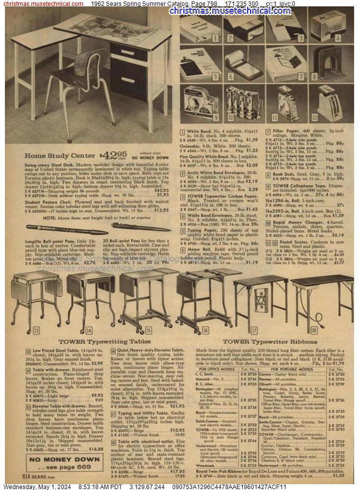 1962 Sears Spring Summer Catalog, Page 798