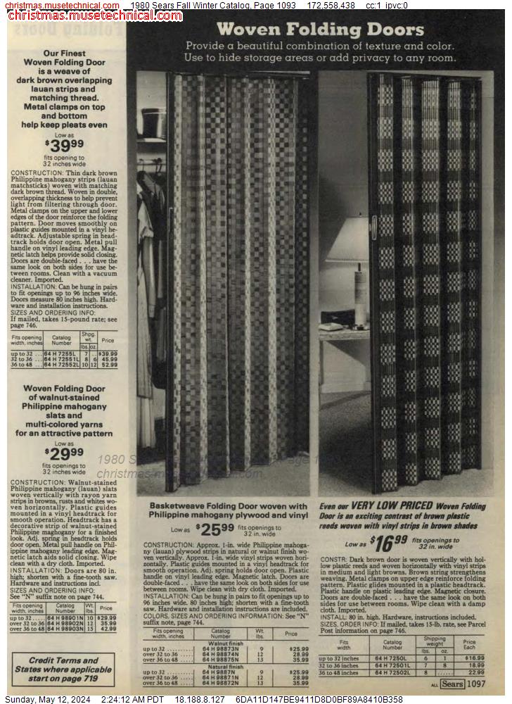 1980 Sears Fall Winter Catalog, Page 1093