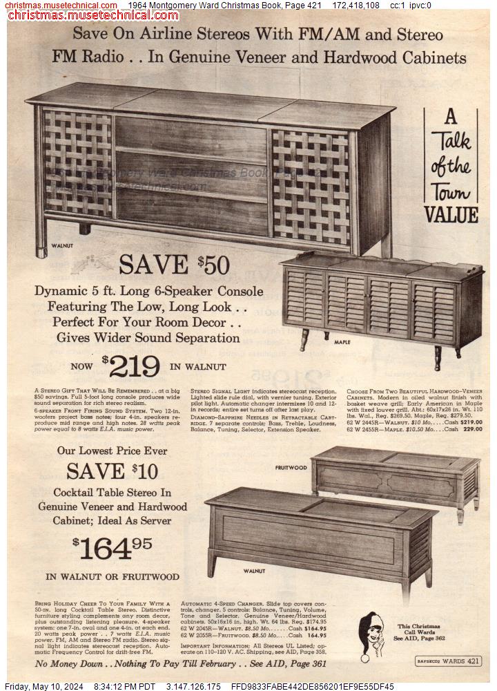 1964 Montgomery Ward Christmas Book, Page 421