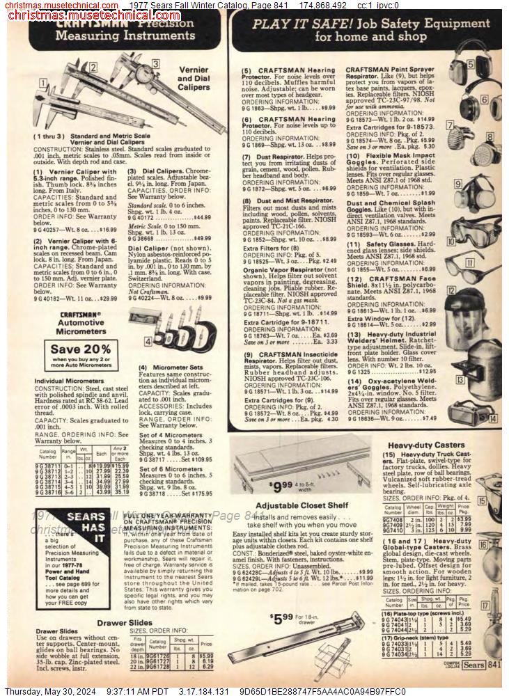 1977 Sears Fall Winter Catalog, Page 841