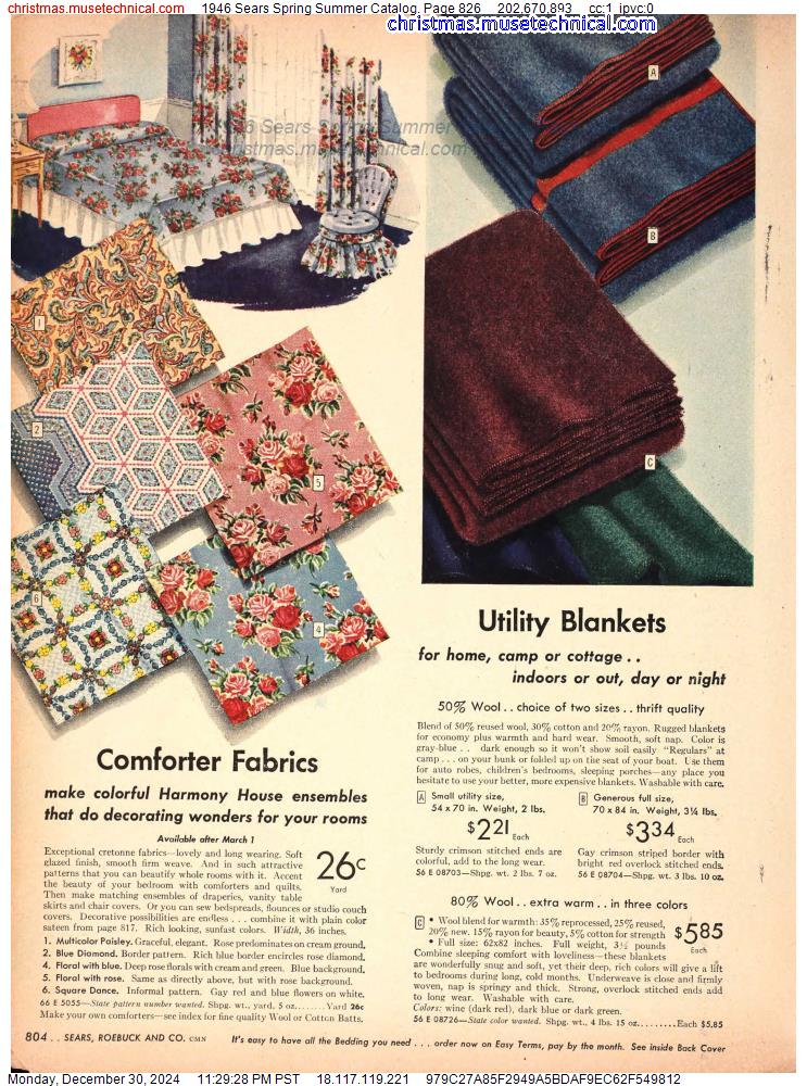 1946 Sears Spring Summer Catalog, Page 826