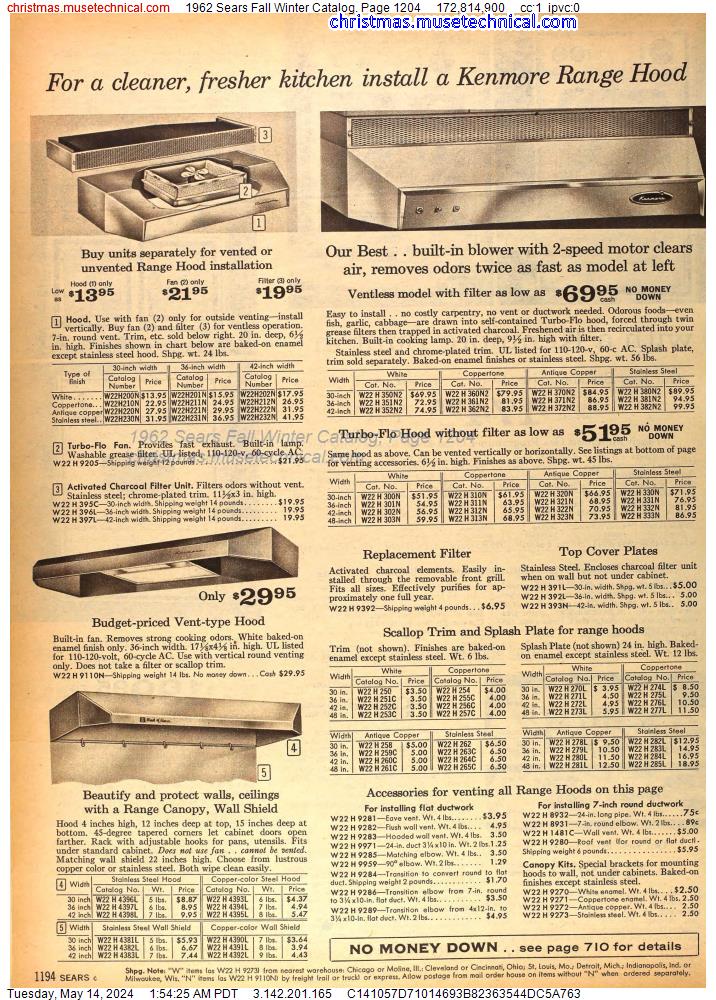 1962 Sears Fall Winter Catalog, Page 1204