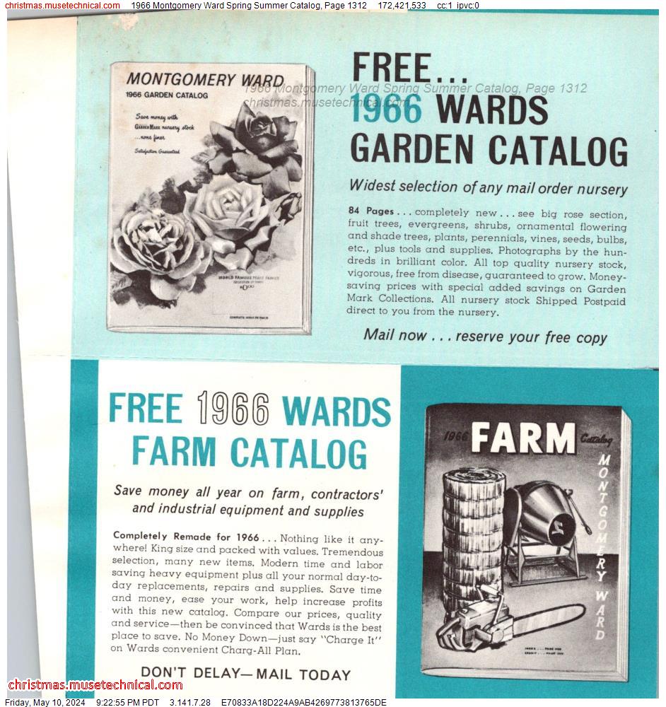 1966 Montgomery Ward Spring Summer Catalog, Page 1312