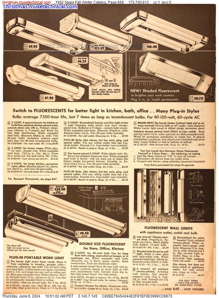 1952 Sears Fall Winter Catalog, Page 858