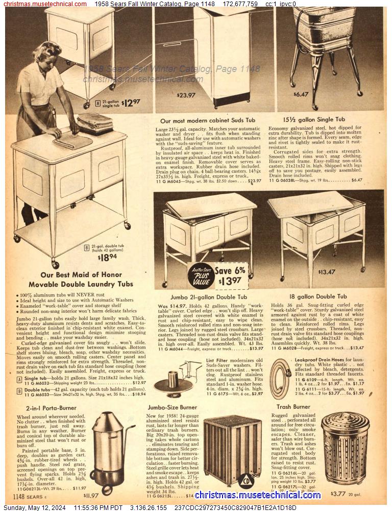 1958 Sears Fall Winter Catalog, Page 1148