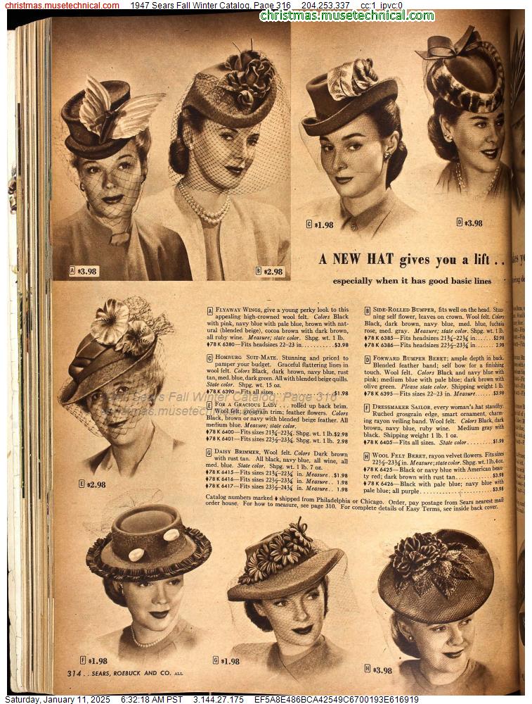 1947 Sears Fall Winter Catalog, Page 316