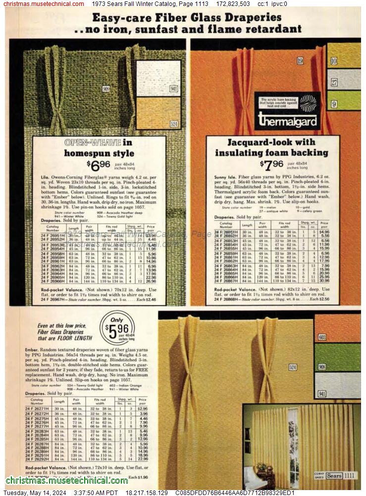 1973 Sears Fall Winter Catalog, Page 1113