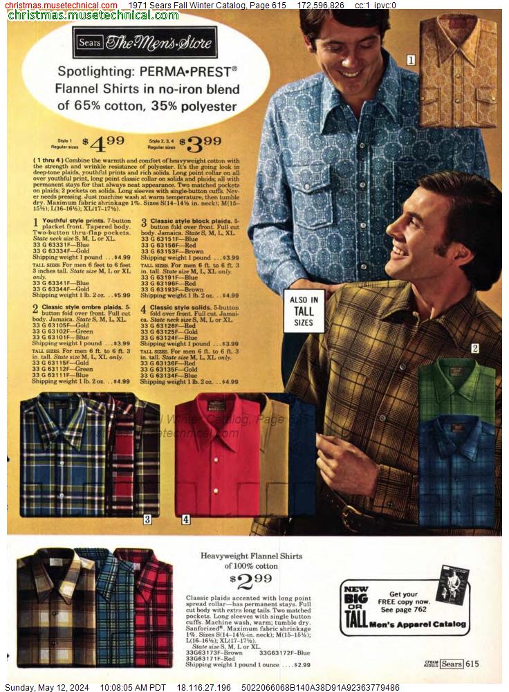 1971 Sears Fall Winter Catalog, Page 615
