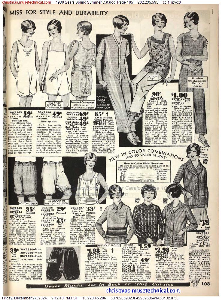 1930 Sears Spring Summer Catalog, Page 105