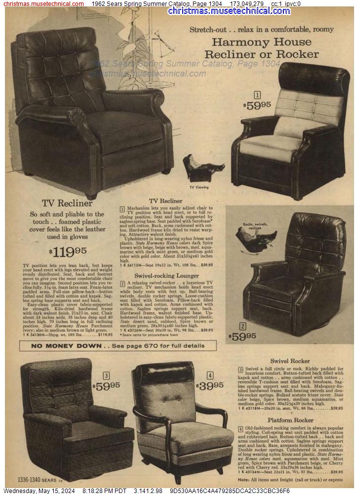 1962 Sears Spring Summer Catalog, Page 1304