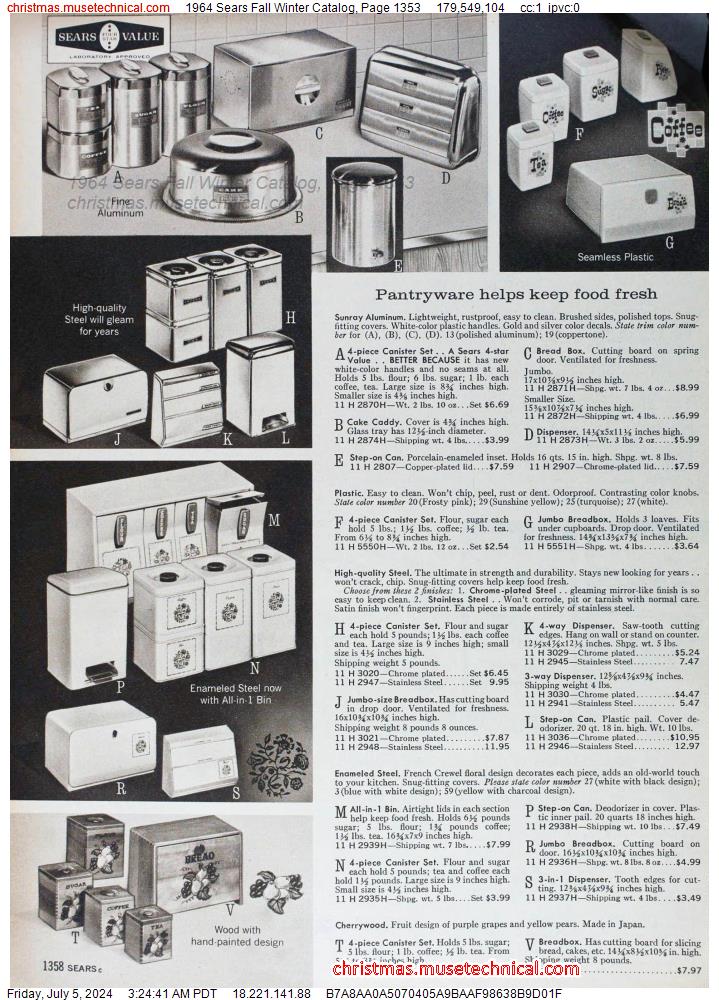 1964 Sears Fall Winter Catalog, Page 1353