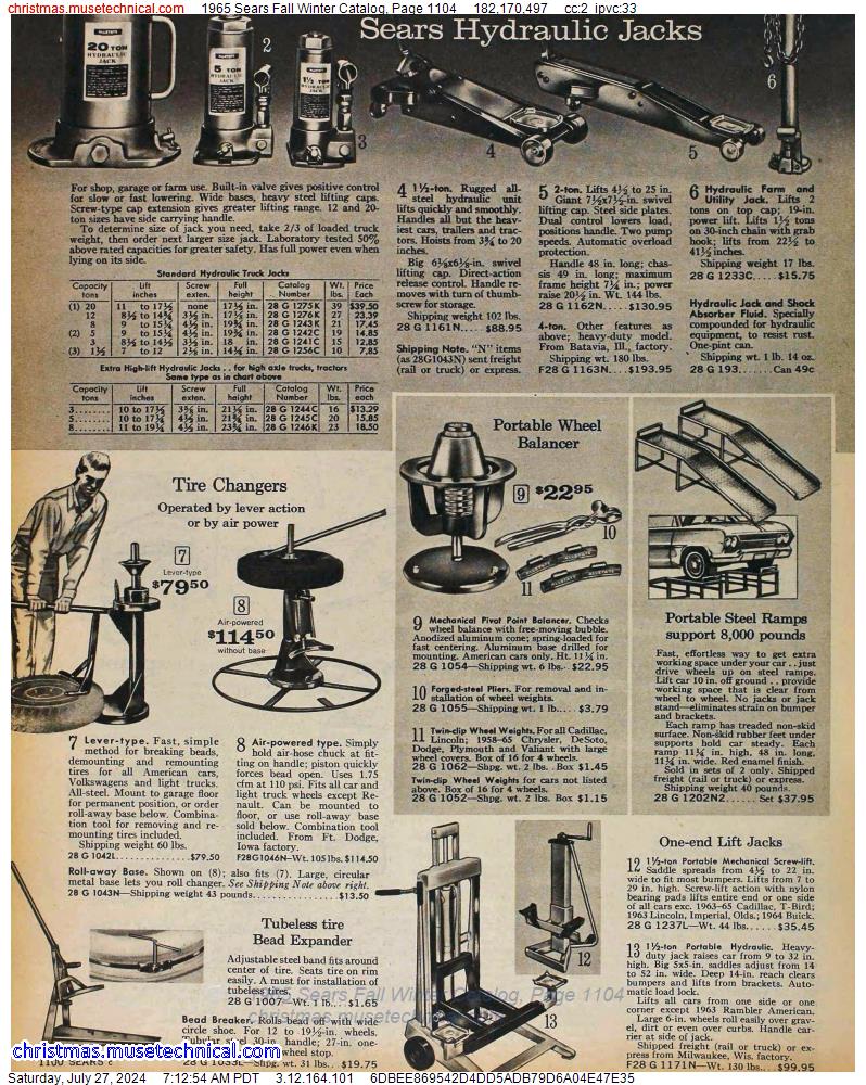 1965 Sears Fall Winter Catalog, Page 1104