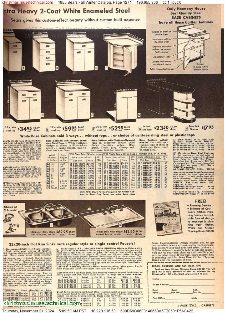 1955 Sears Fall Winter Catalog, Page 1271