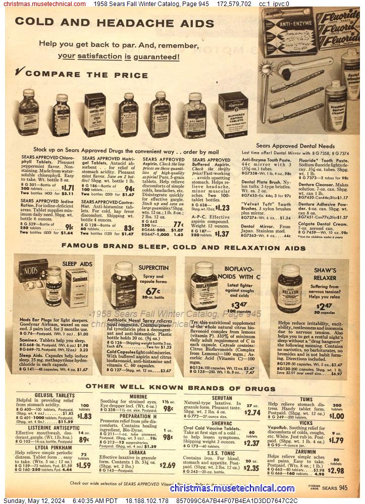 1958 Sears Fall Winter Catalog, Page 945