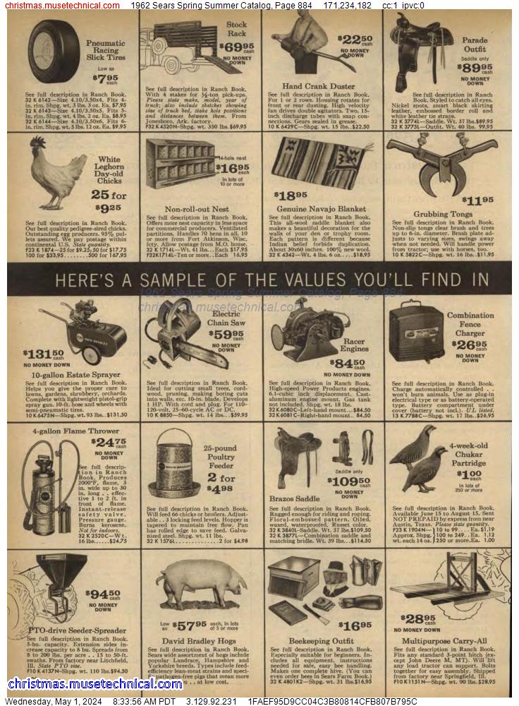 1962 Sears Spring Summer Catalog, Page 884