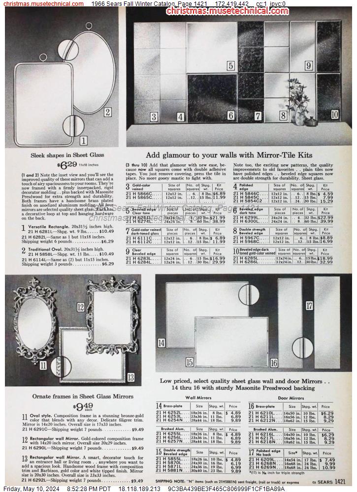 1966 Sears Fall Winter Catalog, Page 1421