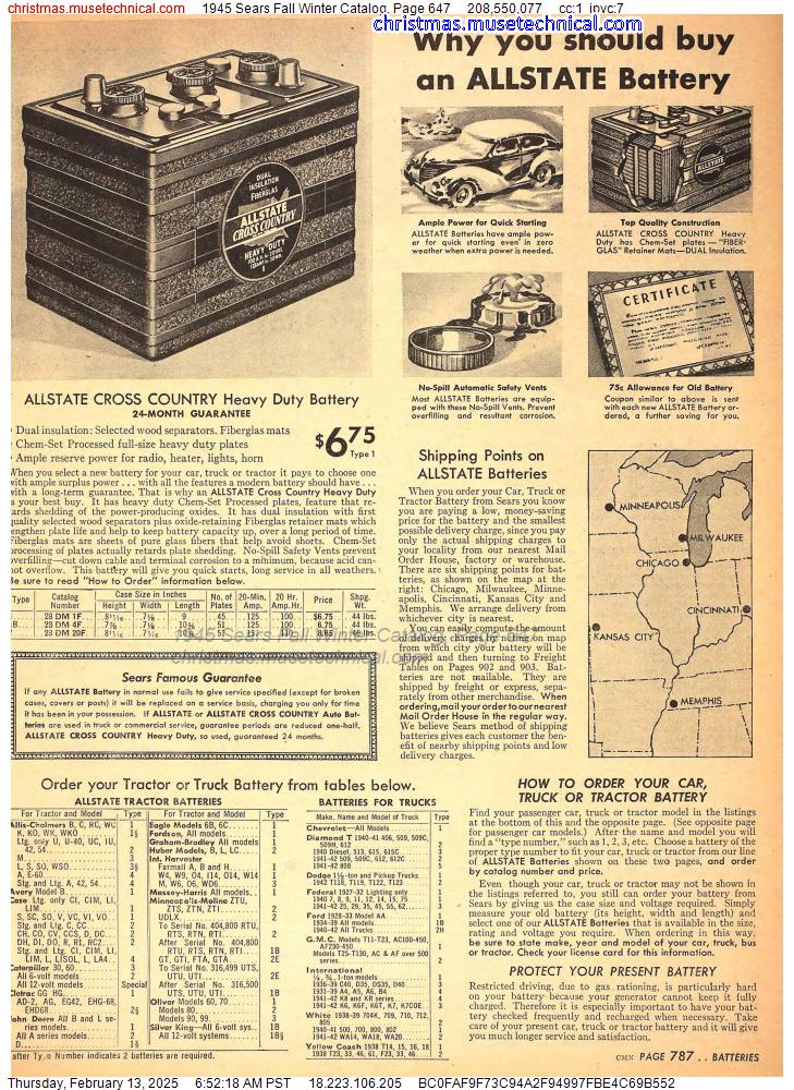 1945 Sears Fall Winter Catalog, Page 647