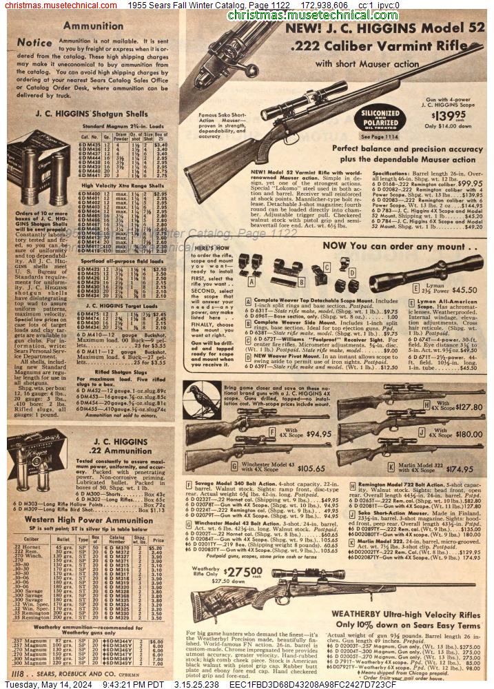 1955 Sears Fall Winter Catalog, Page 1122