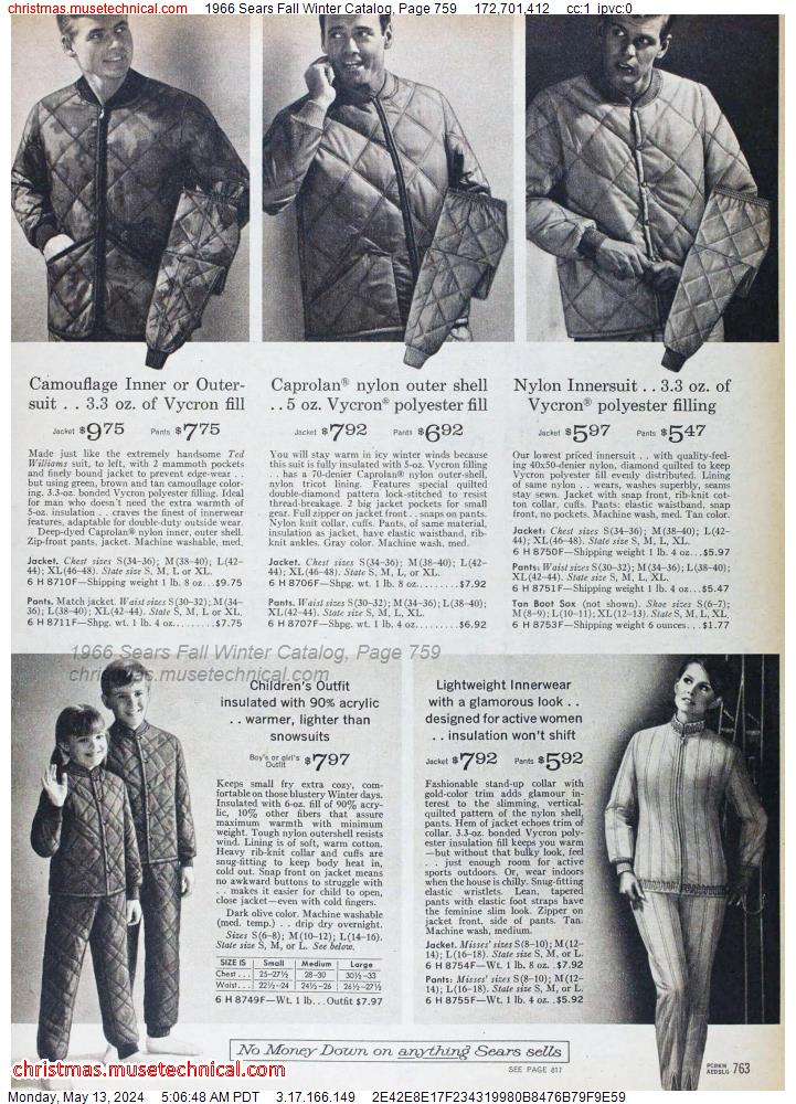 1966 Sears Fall Winter Catalog, Page 759