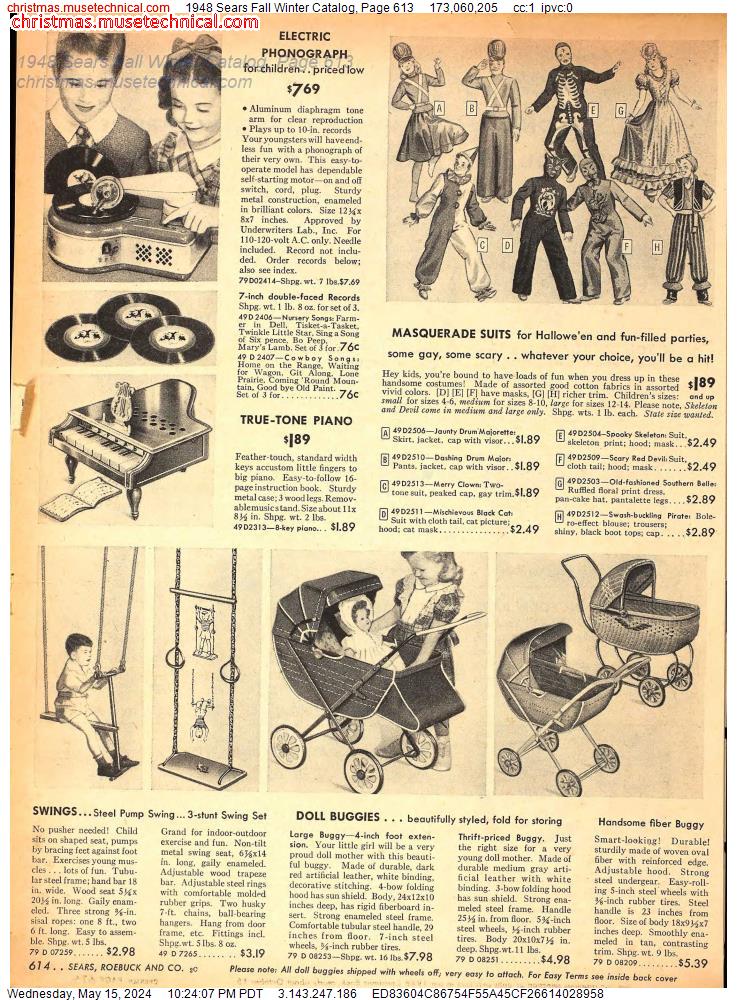 1948 Sears Fall Winter Catalog, Page 613