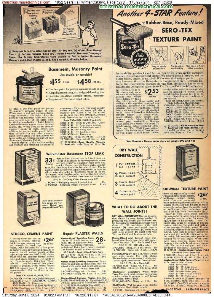 1952 Sears Fall Winter Catalog, Page 1273