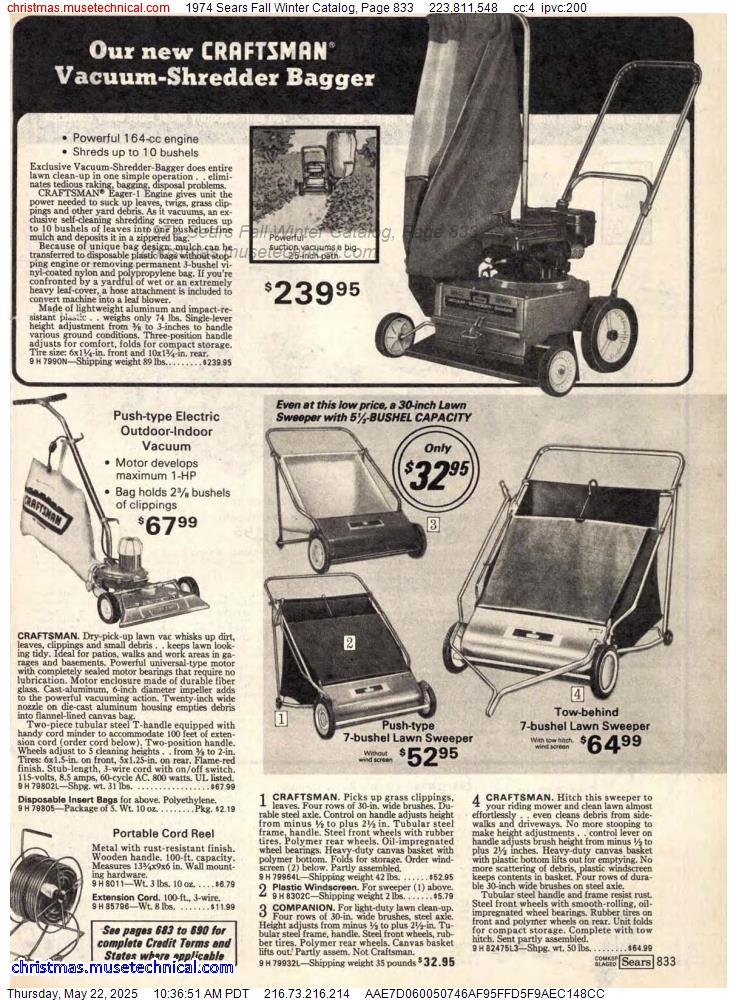 1974 Sears Fall Winter Catalog, Page 833