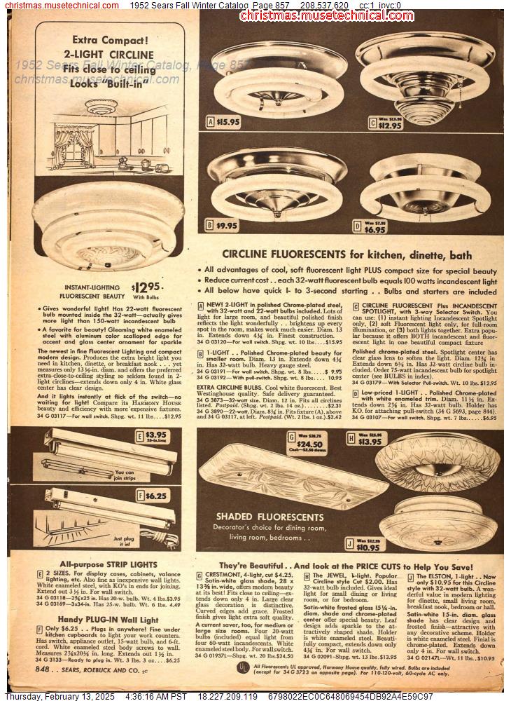 1952 Sears Fall Winter Catalog, Page 857