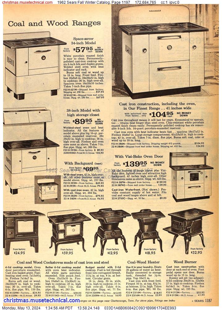 1962 Sears Fall Winter Catalog, Page 1197