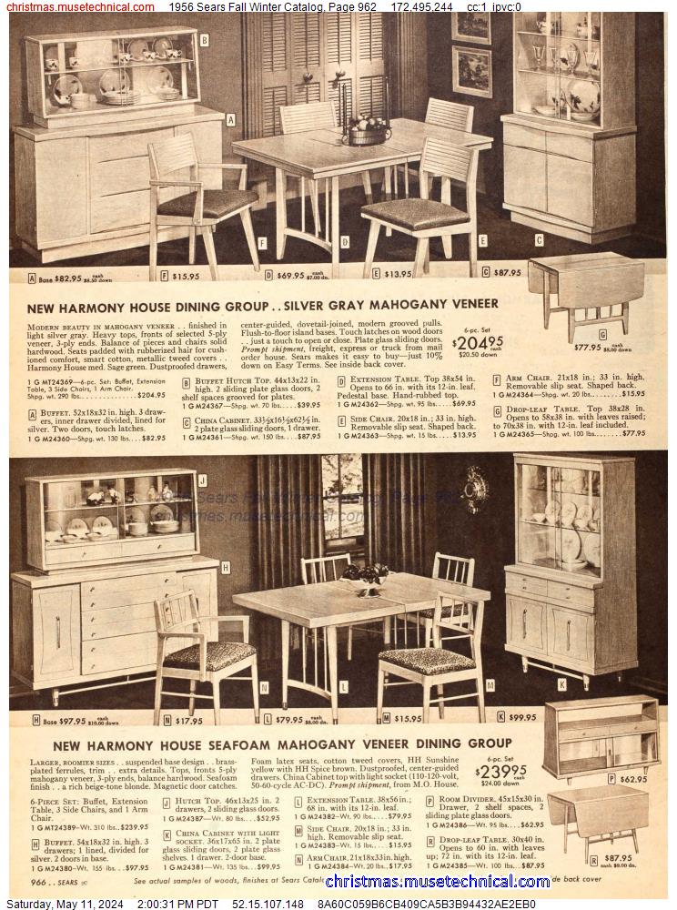1956 Sears Fall Winter Catalog, Page 962