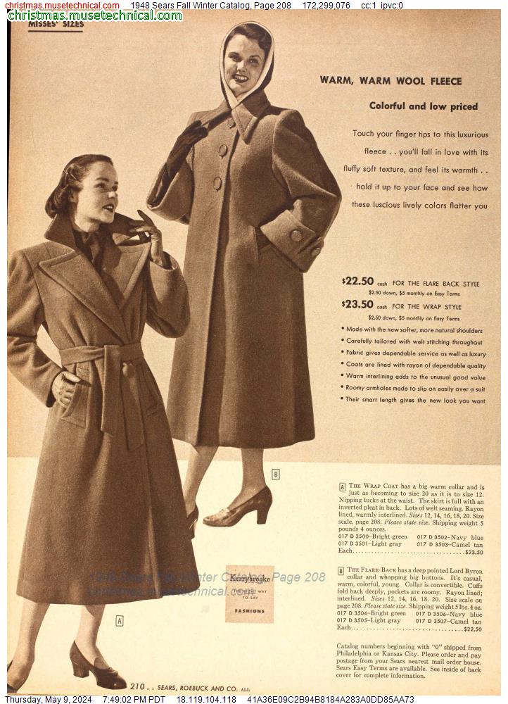 1948 Sears Fall Winter Catalog, Page 208